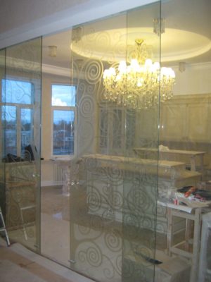 Стеклянные откатные двери-09