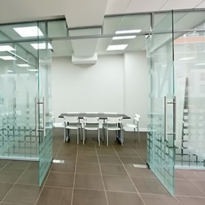 003_Двери перегородки из закаленного стекла с пескоструйным рисунком