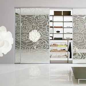 006_Входная группа в гардеробную из зеркал с рисунком