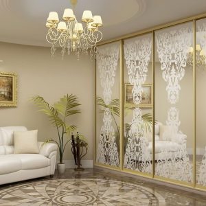 007_Шкаф купе - зеркала с пескоструйным рисунком