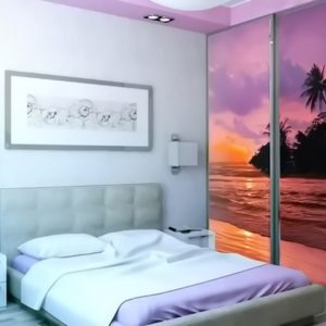 046_Встроенный шкаф купе с УФ печатью на стеклянных дверях